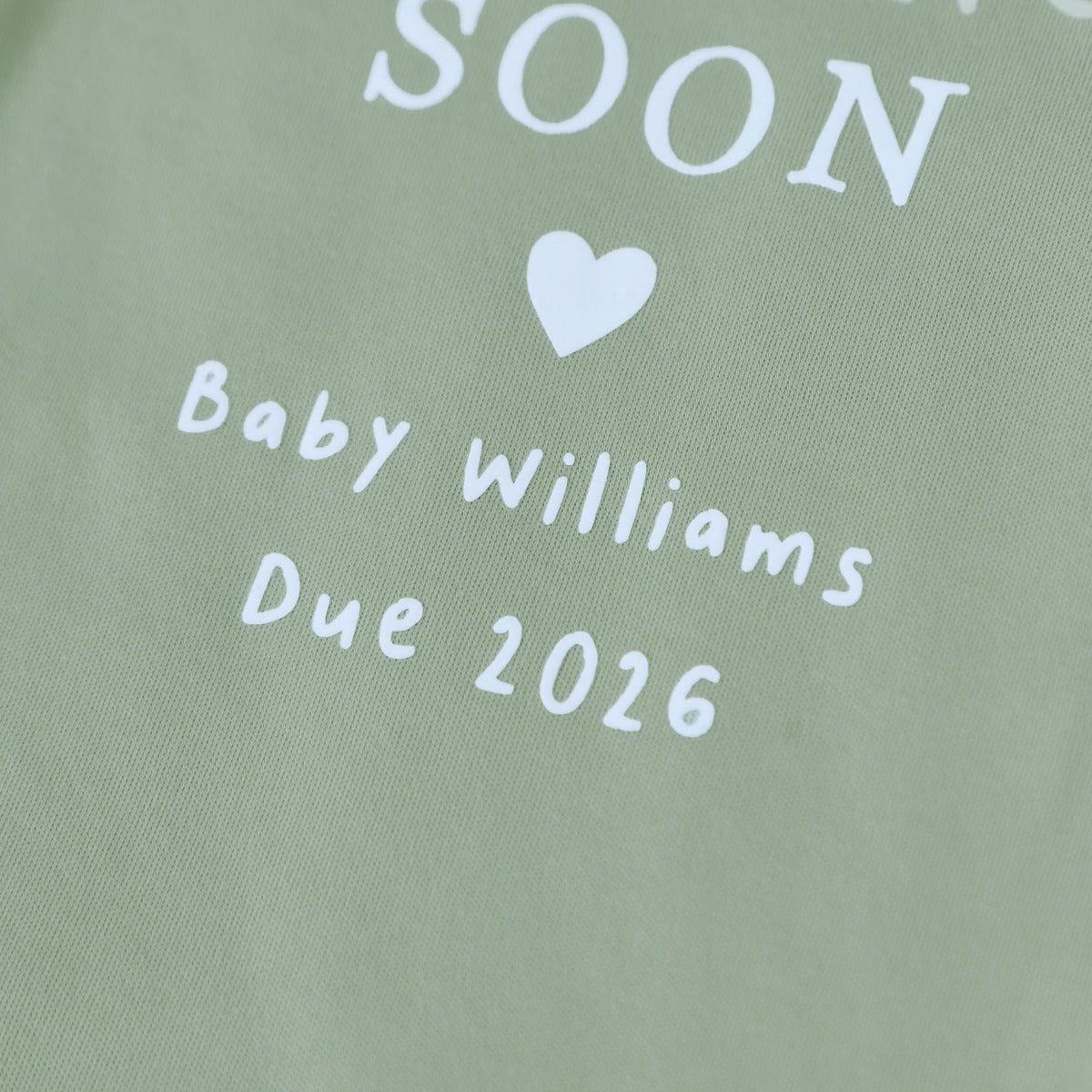 Personalised Coming Soon Sage Organic Bodysuit