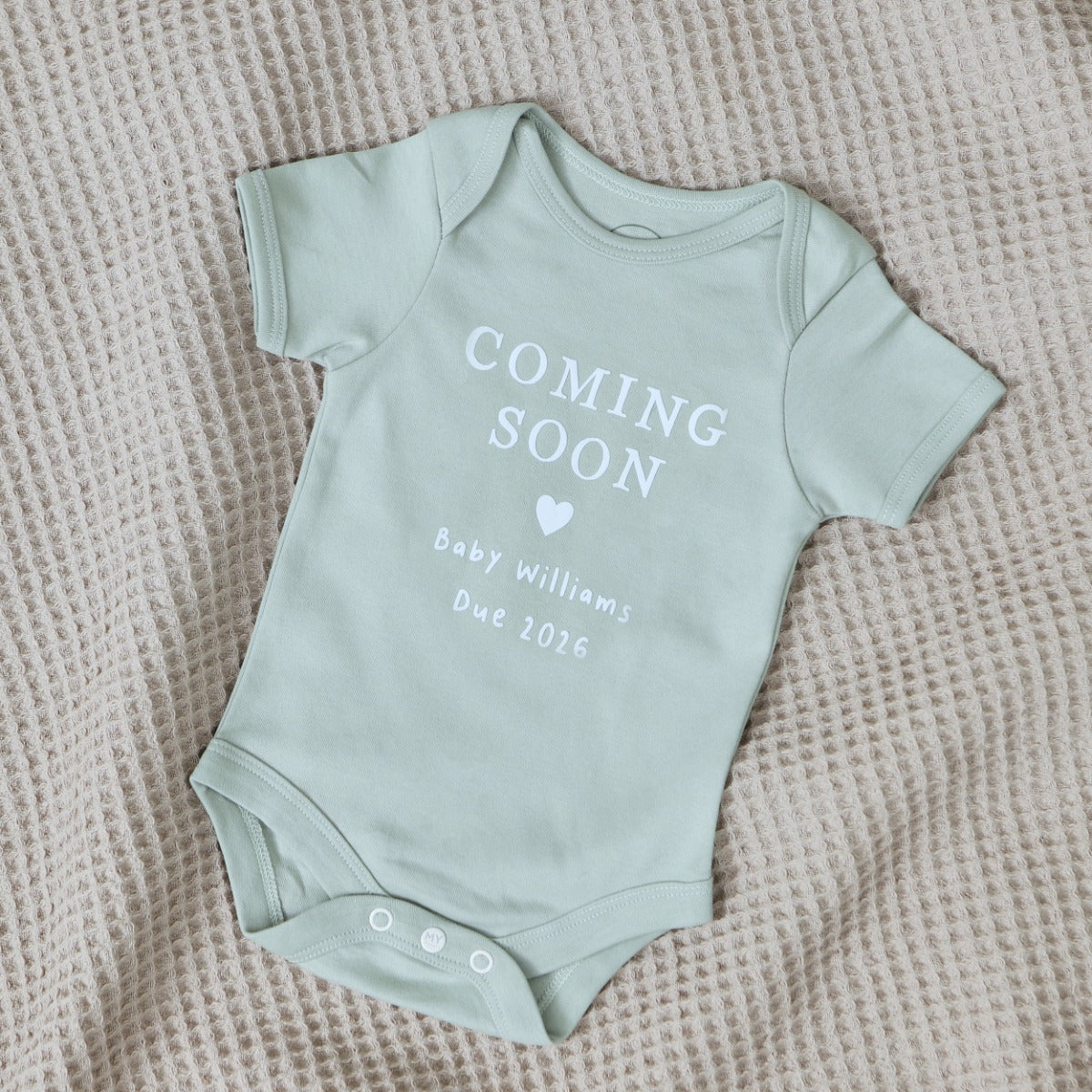 Personalised Coming Soon Sage Bodysuit