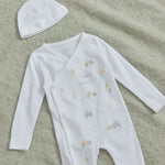 Personalised Tractor All-Over Print Wrap Sleepsuit & Hat Gift Set 