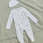 Personalised Tractor All-Over Print Wrap Sleepsuit & Hat Gift Set 