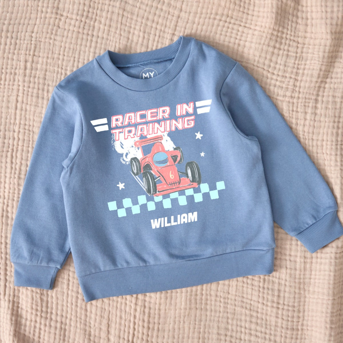 Personalised Race Car Blue Sweater