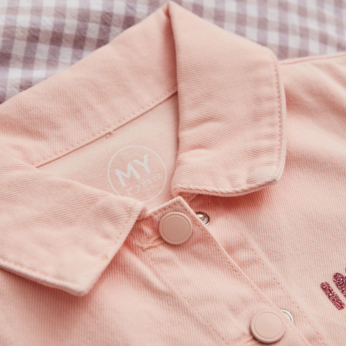 My Kids Personalised Ballerina Glitter Pink Denim Jacket