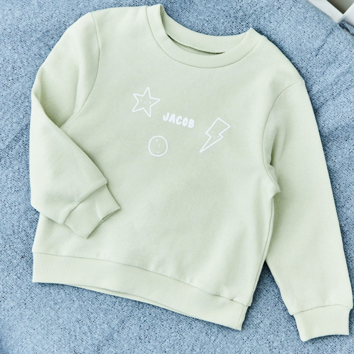 My Kids Personalised Three Logo Sage Sweatshirt 