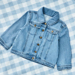 My Kids Personalised Colourful Be Happy Blue Denim Jacket