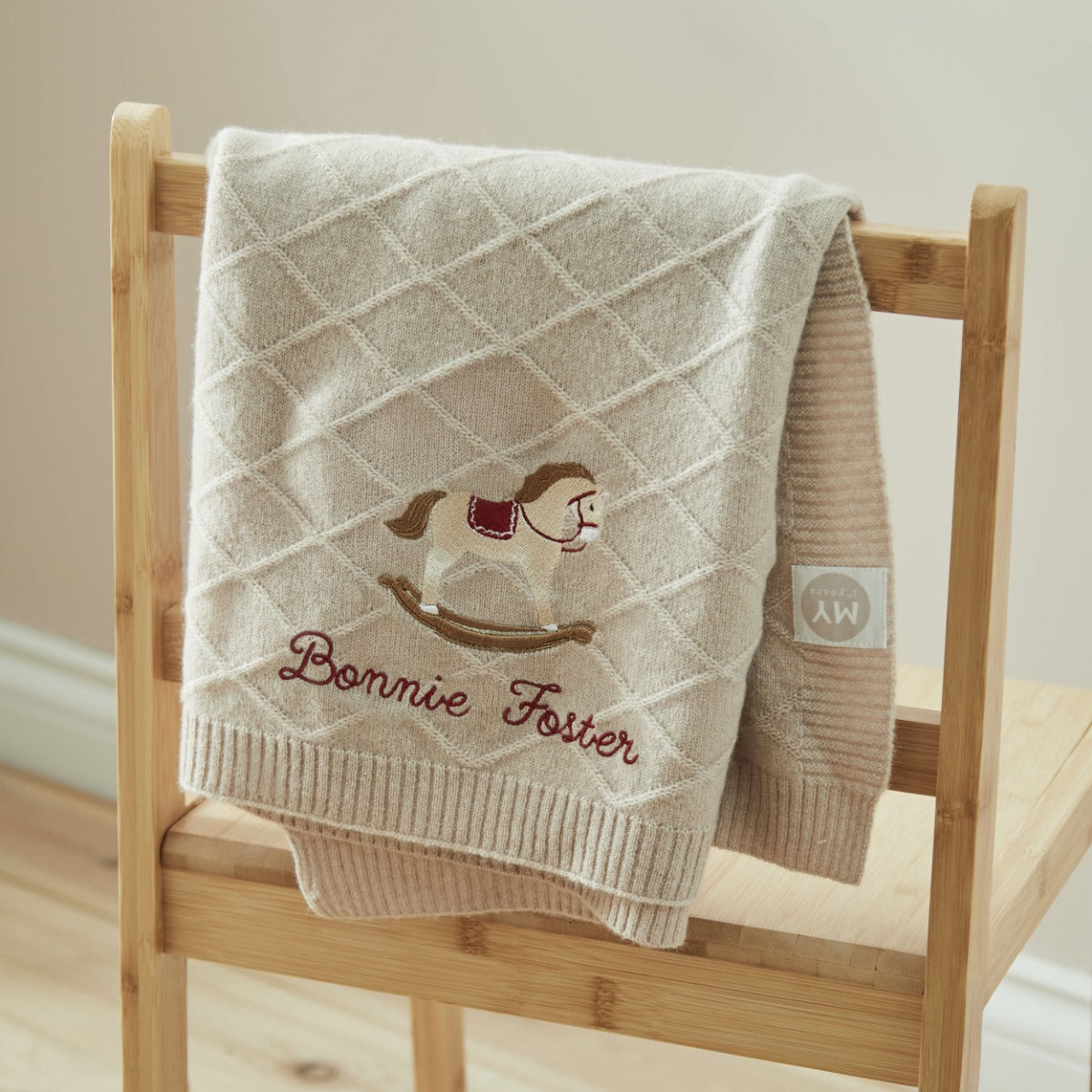 Personalised Heritage Horse Oatmeal Cashmere Blanket