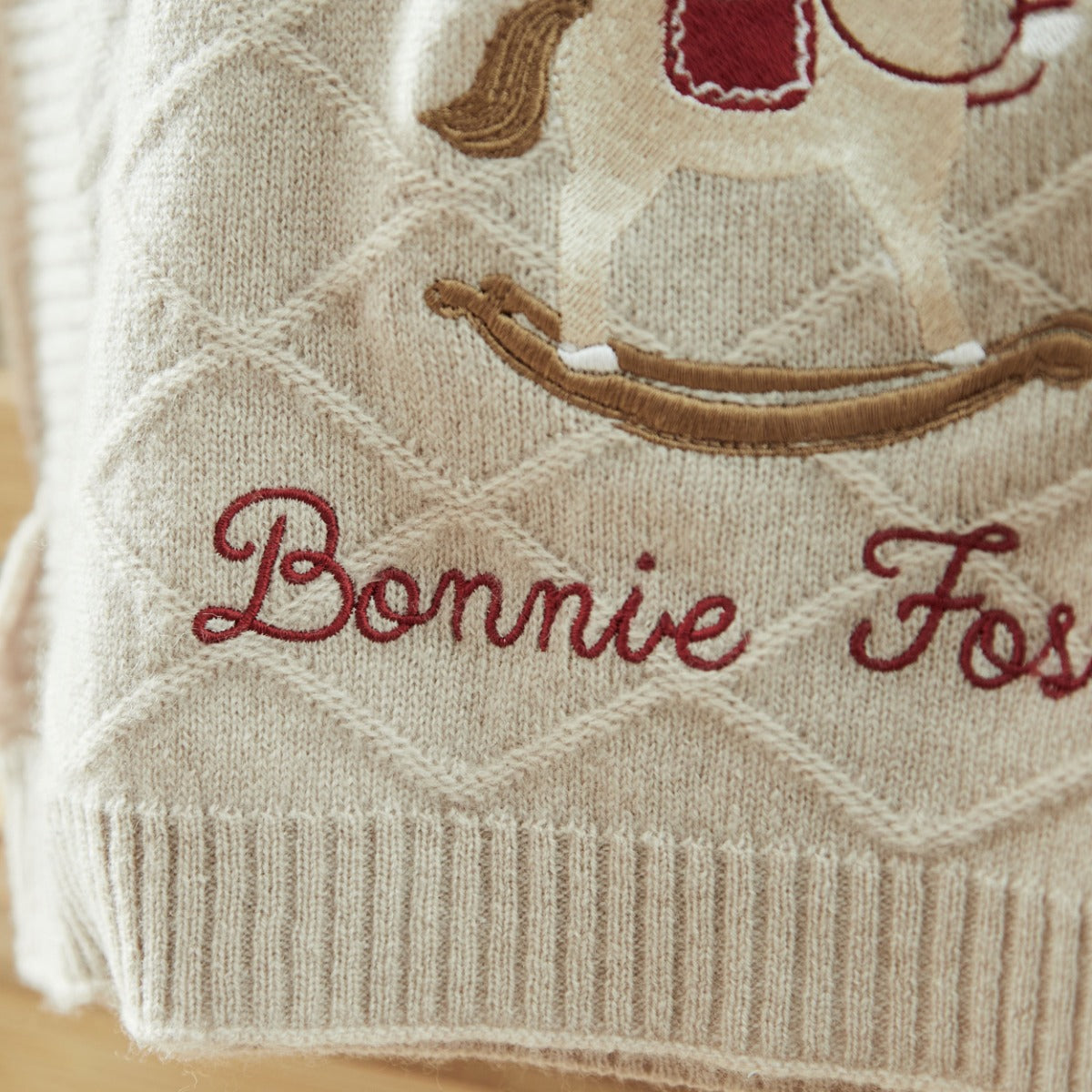 Personalised Heritage Horse Oatmeal Cashmere Blanket