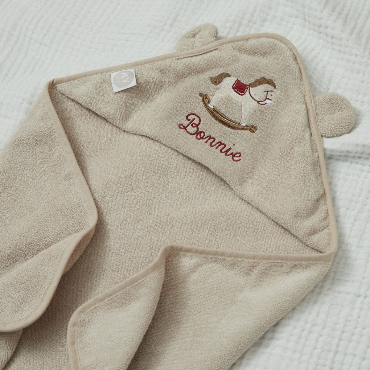 Personalised Heritage Horse Oatmeal Hooded Towel