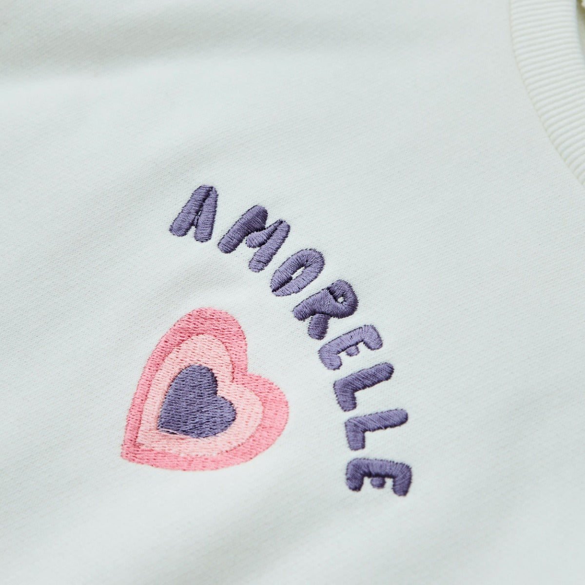 My Kids Personalised Pink Heart Ecru Sweatshirt 