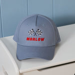 Personalised Race Car Blue Baseball Cap