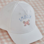 Personalised Pink Butterfly Ecru Baseball Cap