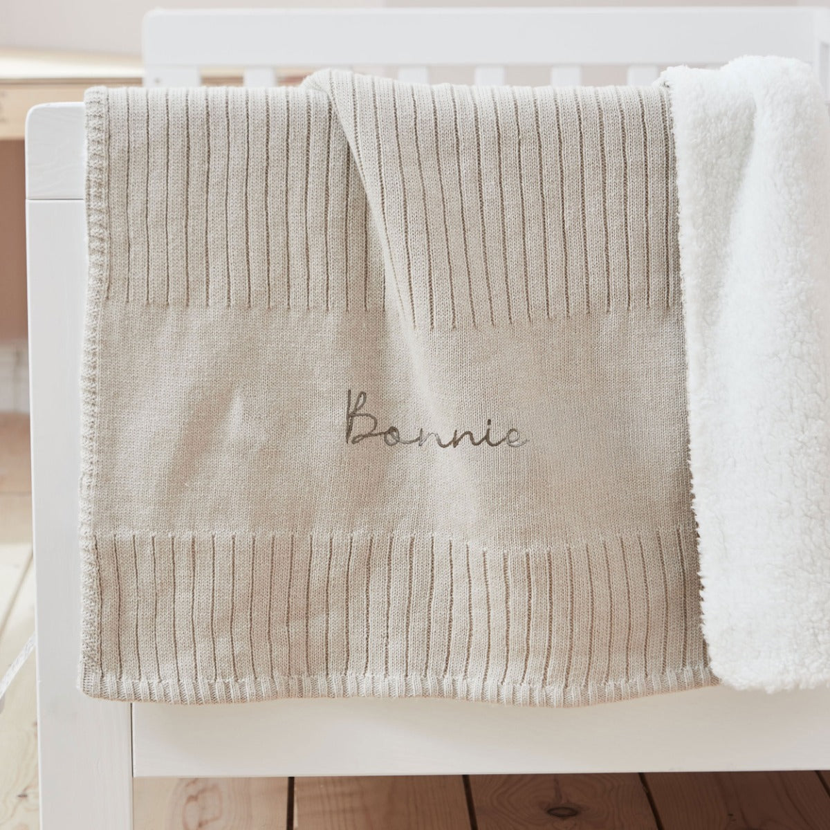 Personalised Fleece Lined Oatmeal Blanket