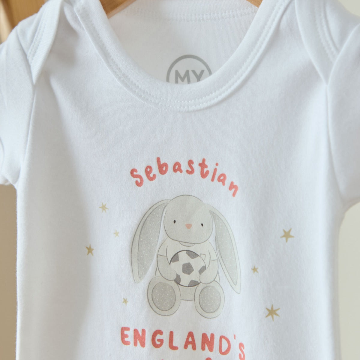 Personalised England Fan White Bodysuit