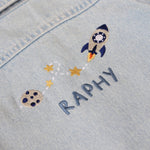 Personalised Rocket and Stars Stonewash Denim Jacket