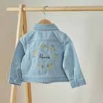 Personalised Yellow Floral Wreath Stonewash Denim Jacket