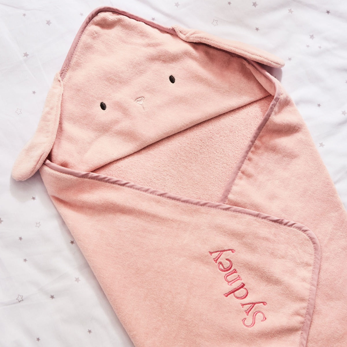 Personalised Pink Bunny Hooded Towel