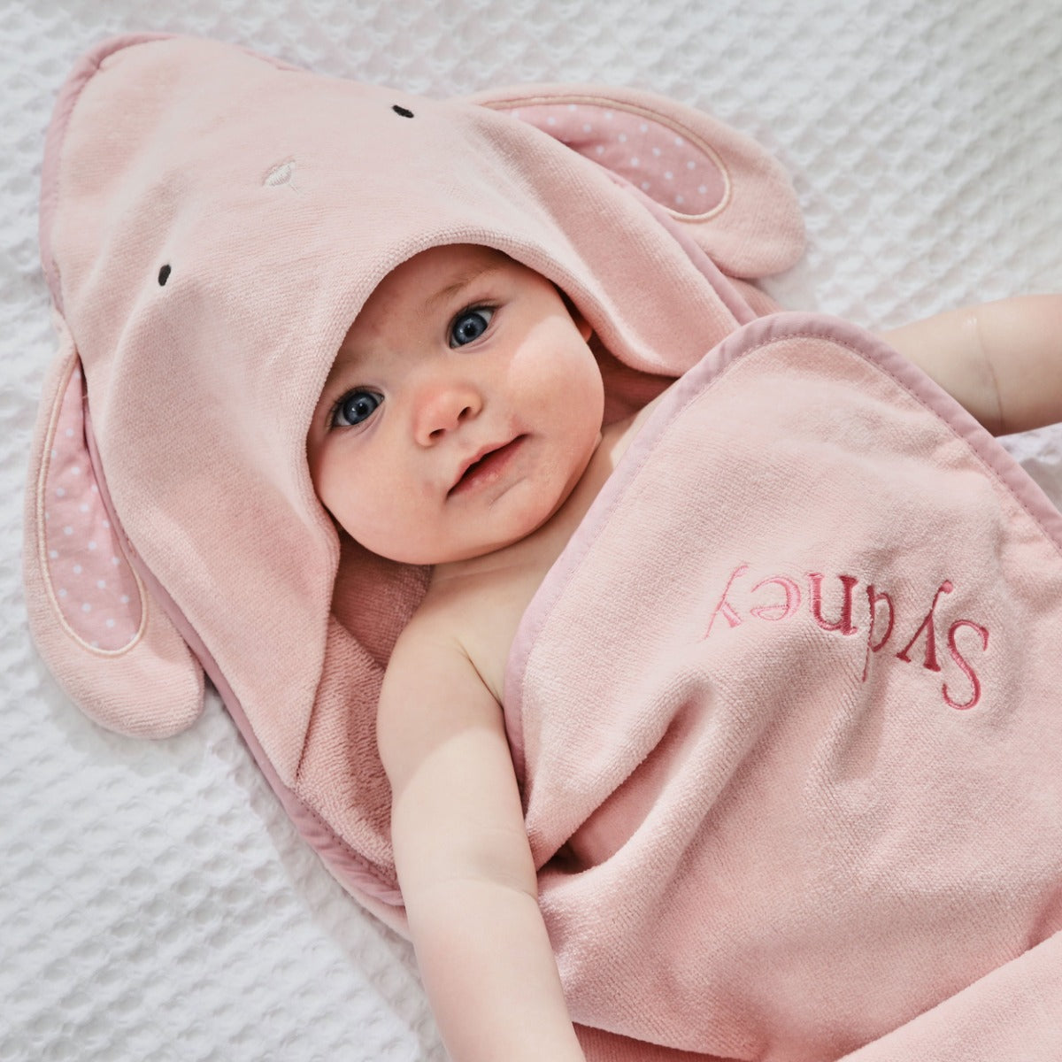 Personalised Pink Bunny Hooded Towel