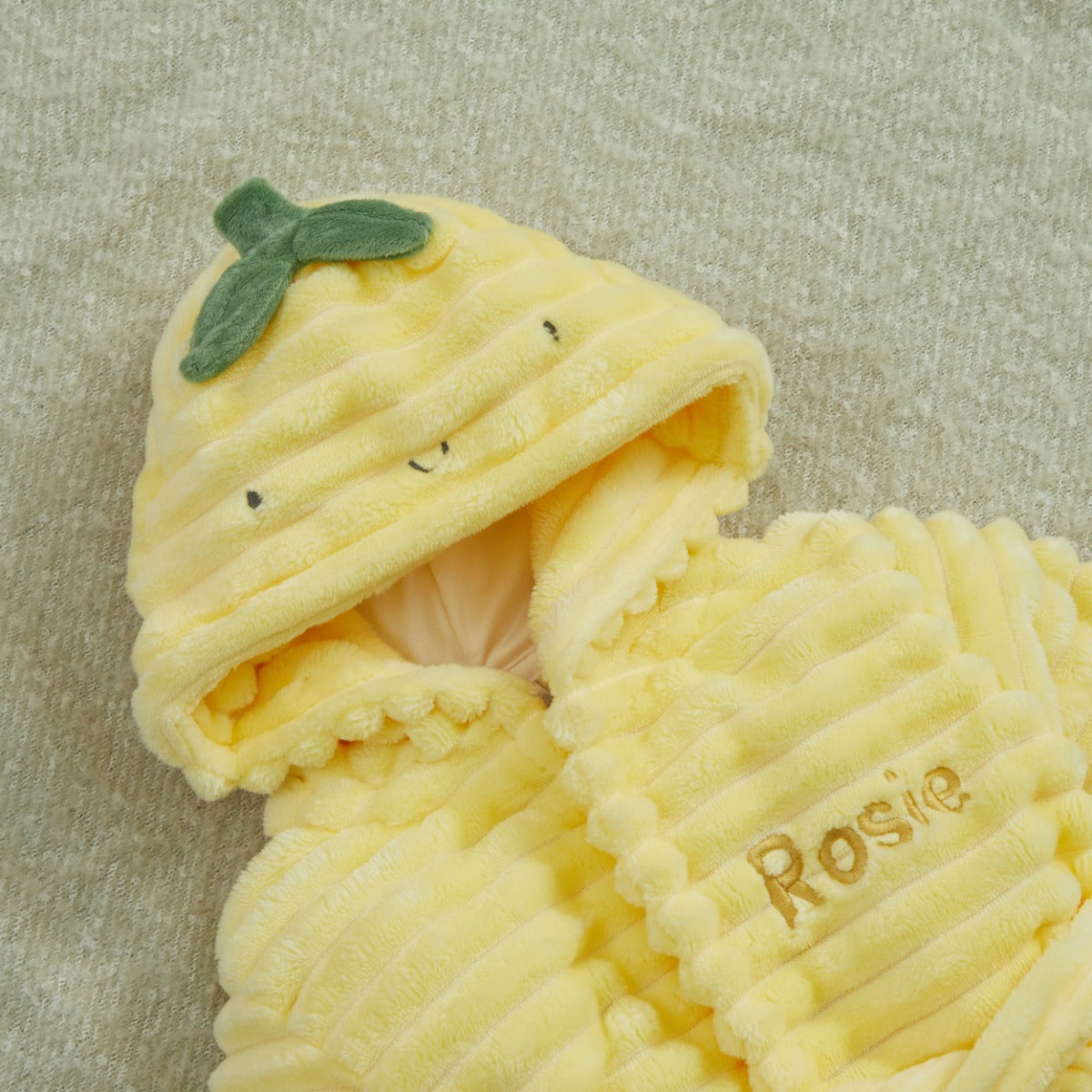 Personalised Lemon Ribbed Fleece Robe