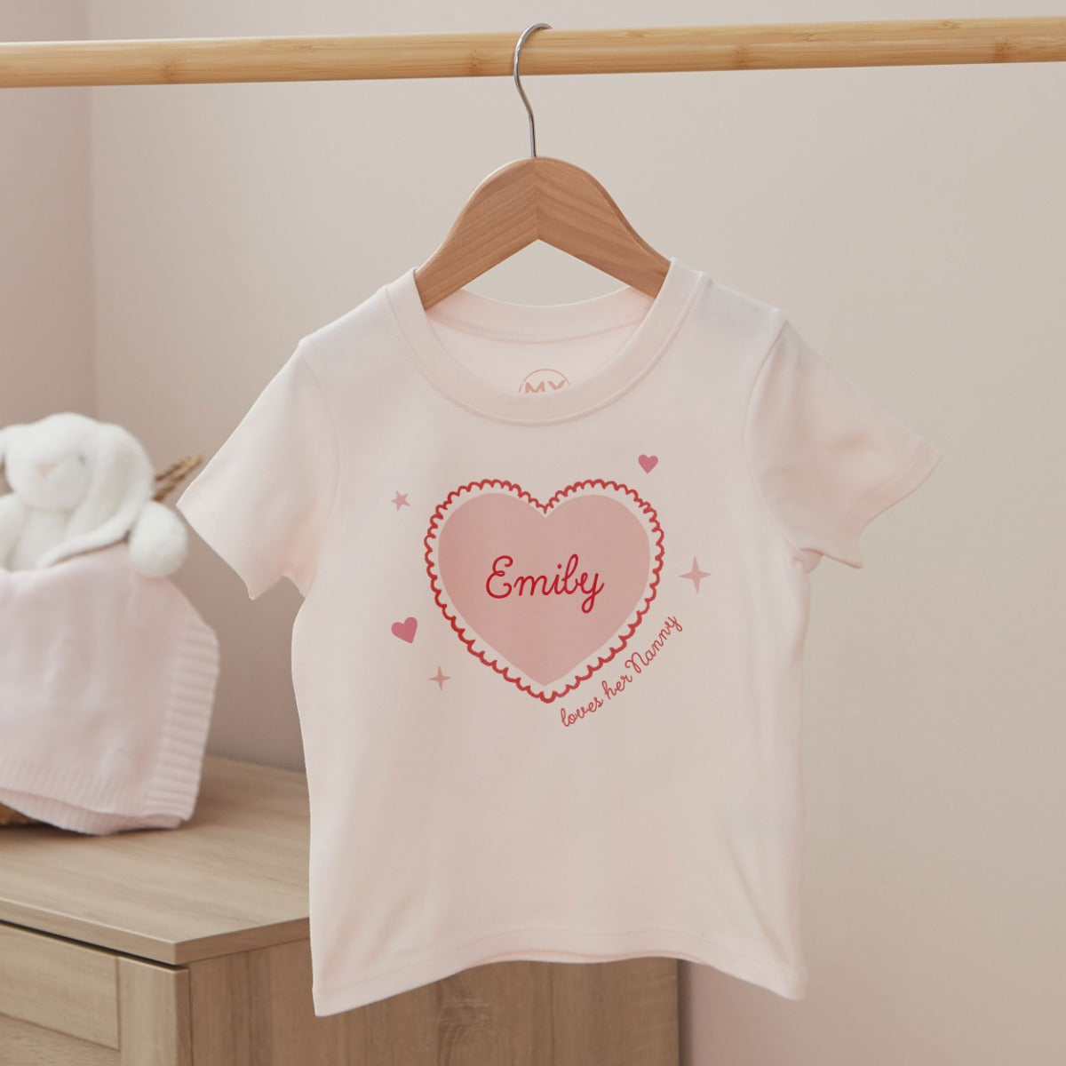 Personalised Pink Heart Valentines T-Shirt
