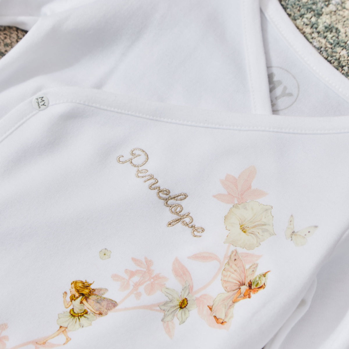 Personalised Flower Fairies™ Wrap Sleepsuit & Hat Set