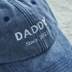 Personalised Vintage Daddy Cap in Denim Blue