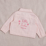 Personalised Little Sister Pink Denim Jacket 