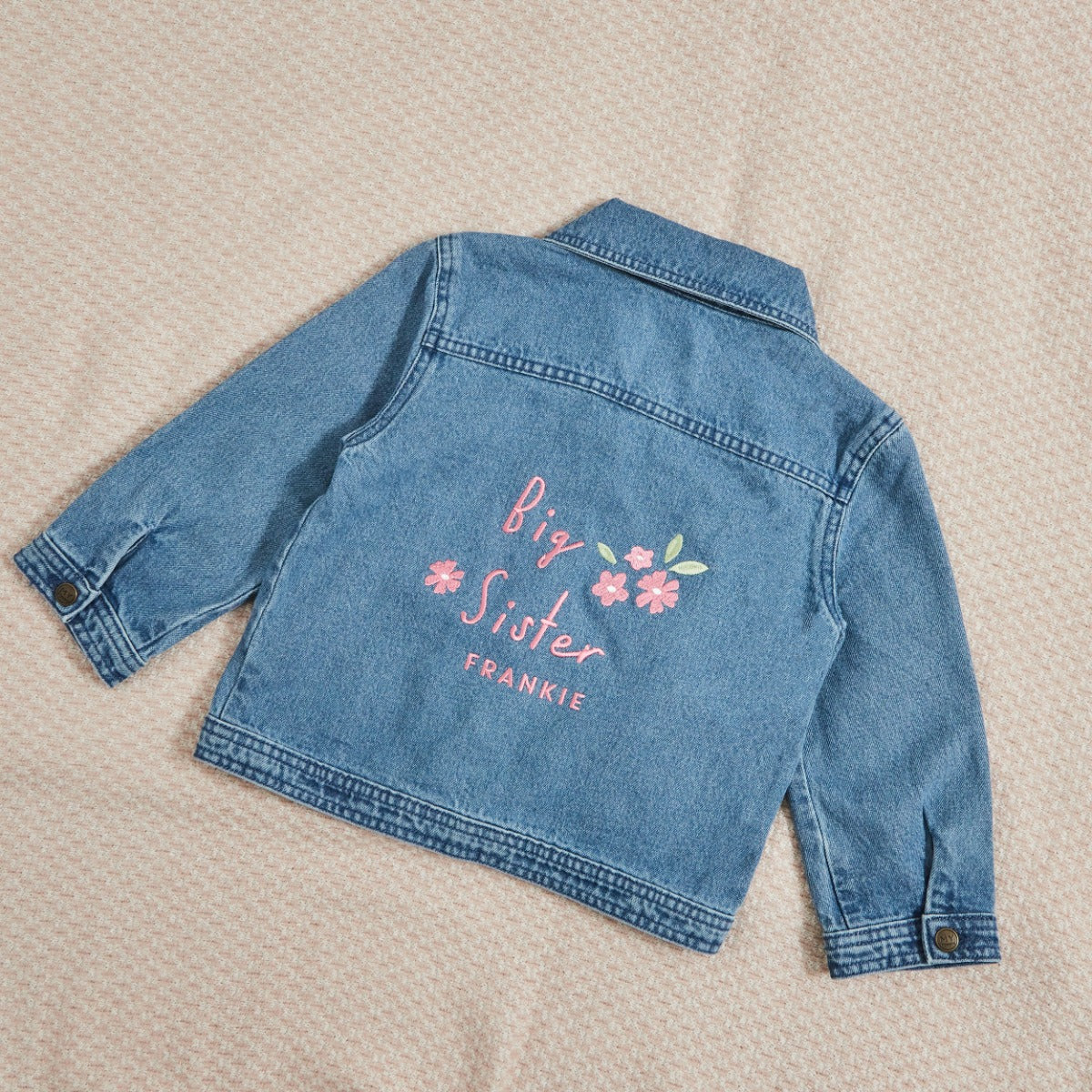 Personalised Big Sister Blue Denim Jacket 