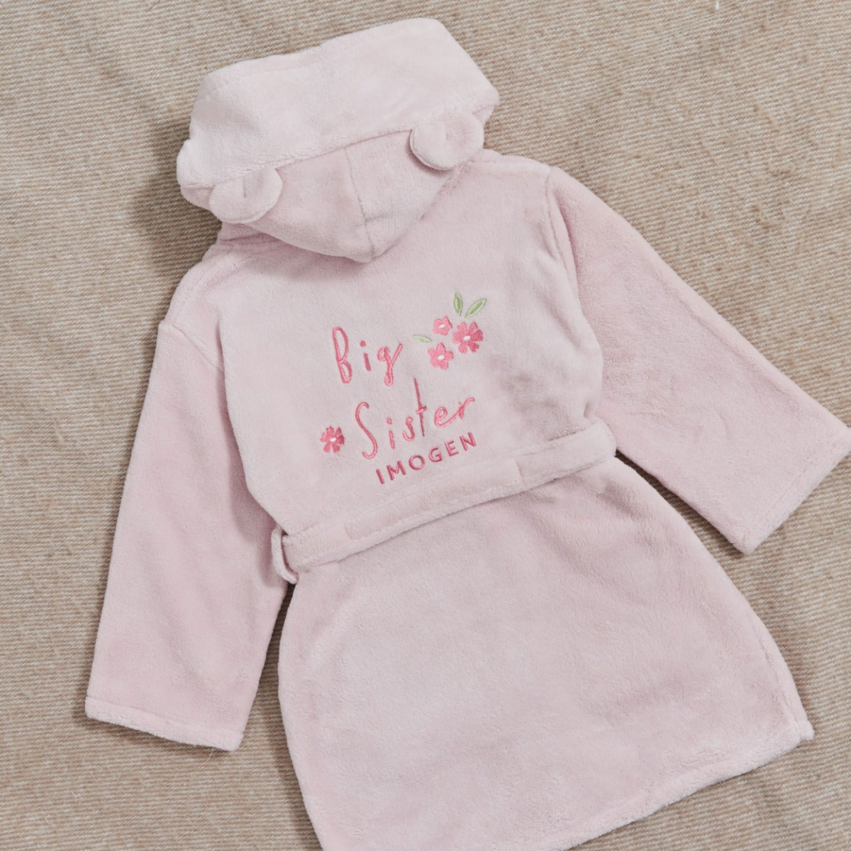 Personalised Big Sister Pink Fleece Robe