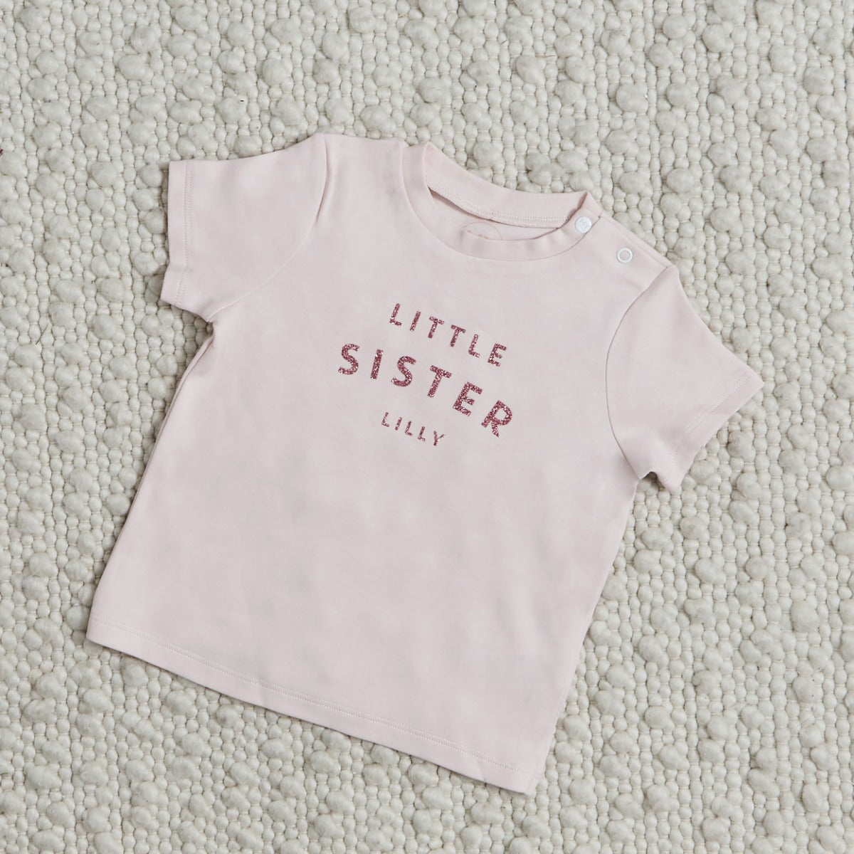 Personalised Little Sister Pink T-Shirt