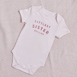 Personalised Littlest Sister Pink Bodysuit