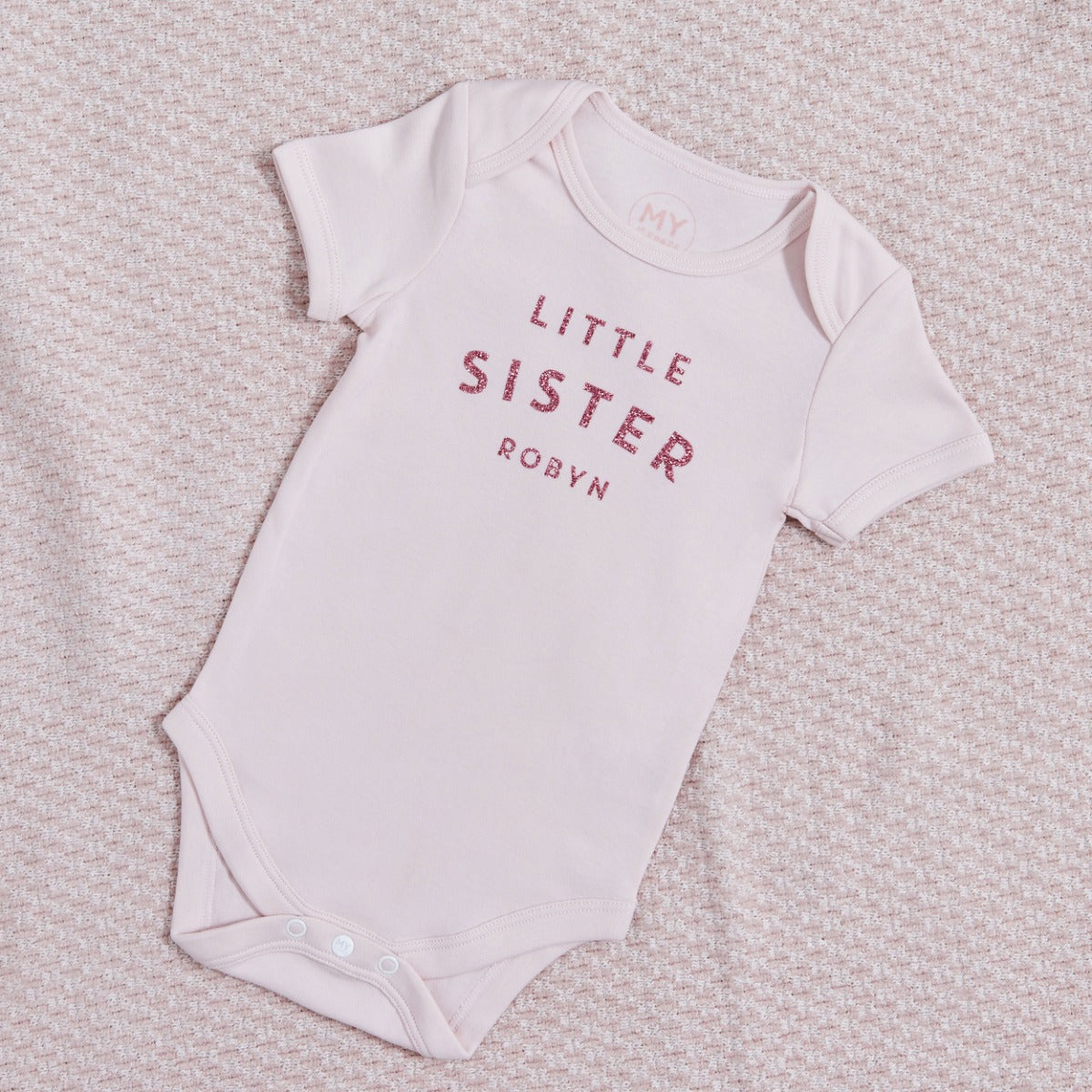 Personalised Little Sister Pink Bodysuit