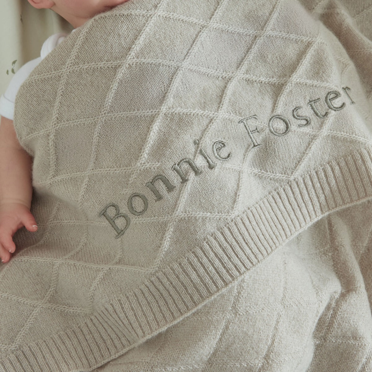 Personalised Oatmeal Cashmere Blanket