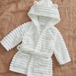 Personalised Ivory Ribbed Fleece Robe