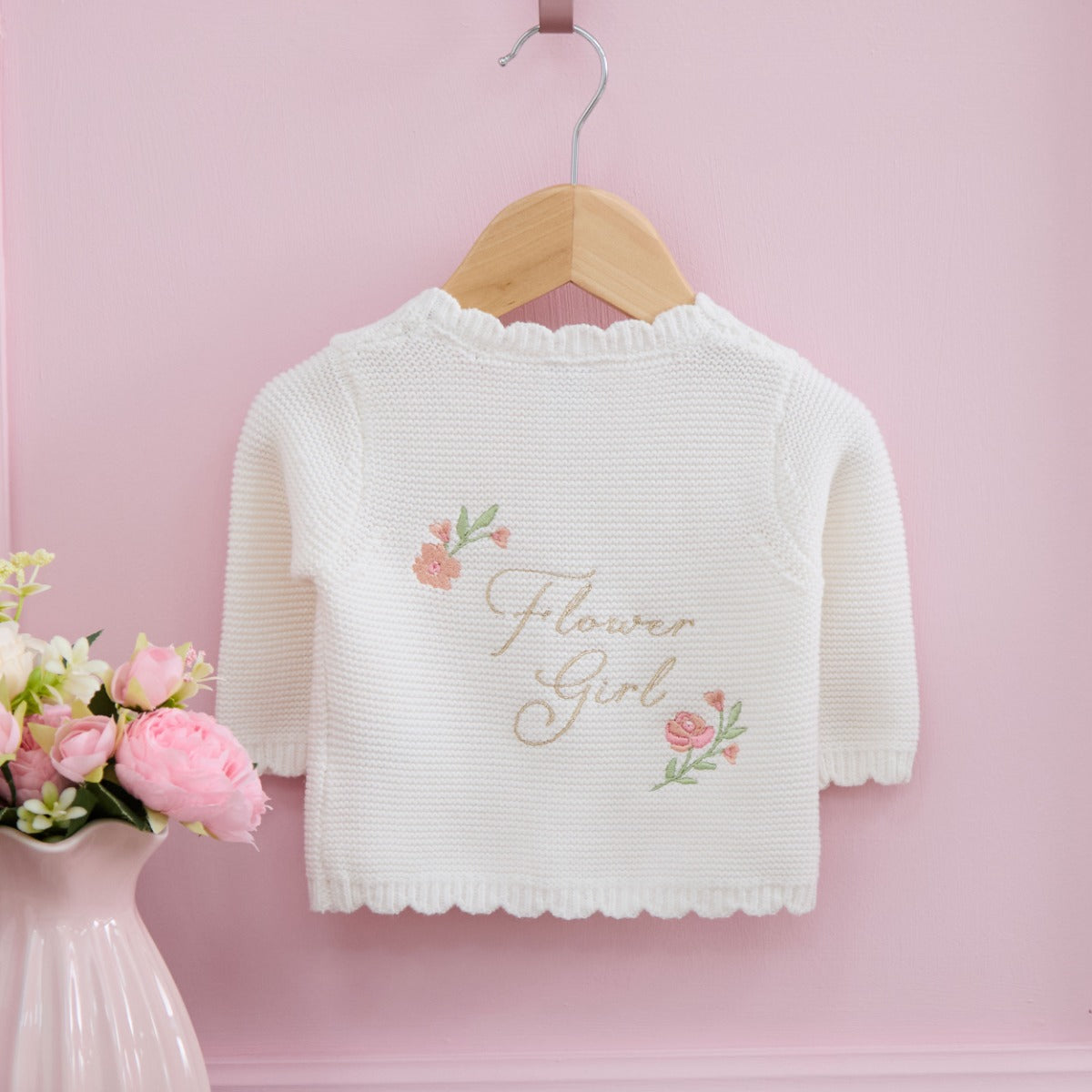 Personalised Floral Flower Girl Lightweight Cardigan