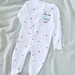 Personalised Our 1st Father's Day Red Heart Sleepsuit