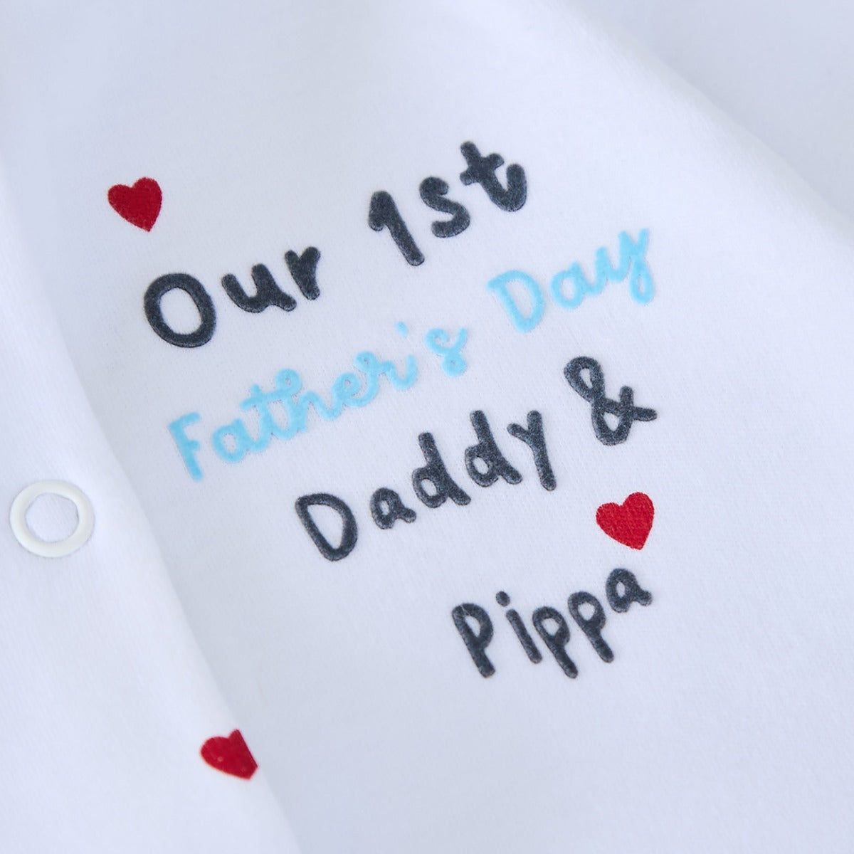 Personalised Our 1st Father's Day Red Heart Sleepsuit