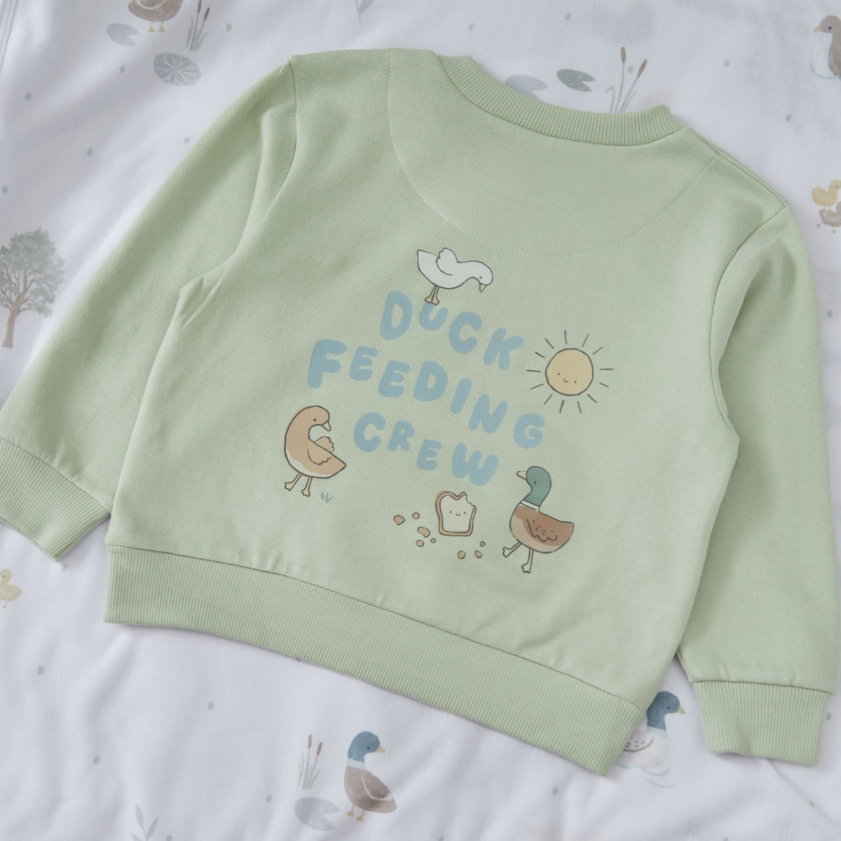 Personalised Duck Feeding Crew Sage Sweater