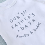 Personalised Our First Father's Day Grey Star White Bodysuit