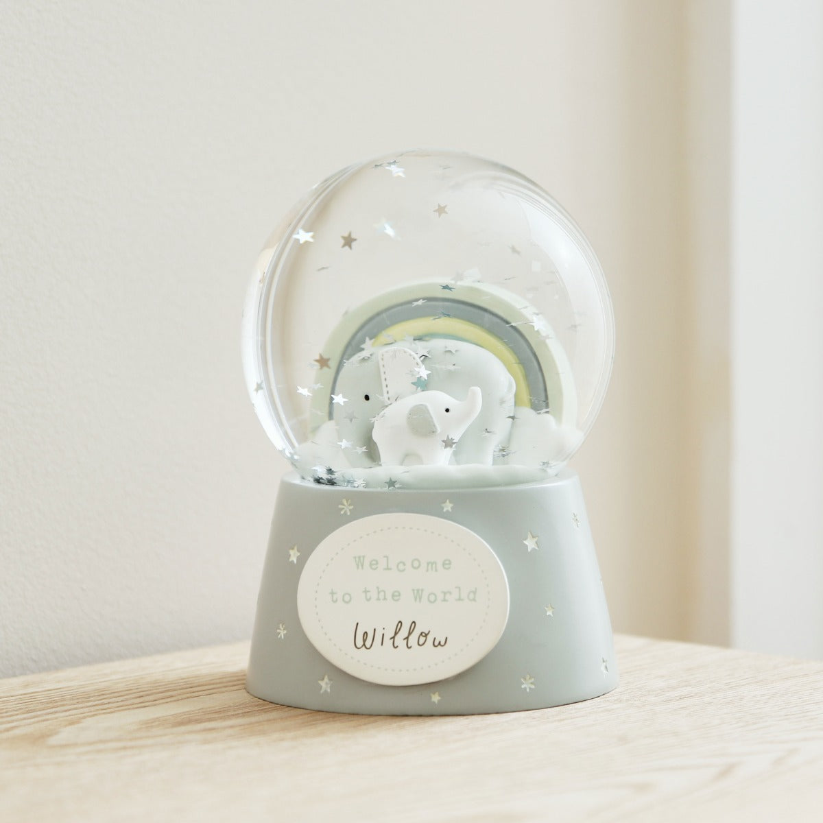 Personalised Born To Be Loved Elephant Snow Globe