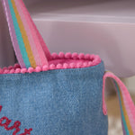Personalised Glitter Cherries Denim Handbag