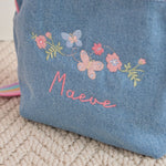 Personalised Garden Secrets Butterfly Denim Handbag