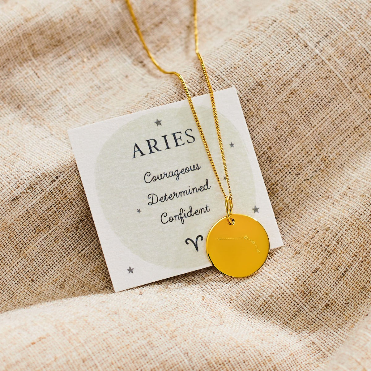 Personalised Gold Aries Adults Necklace