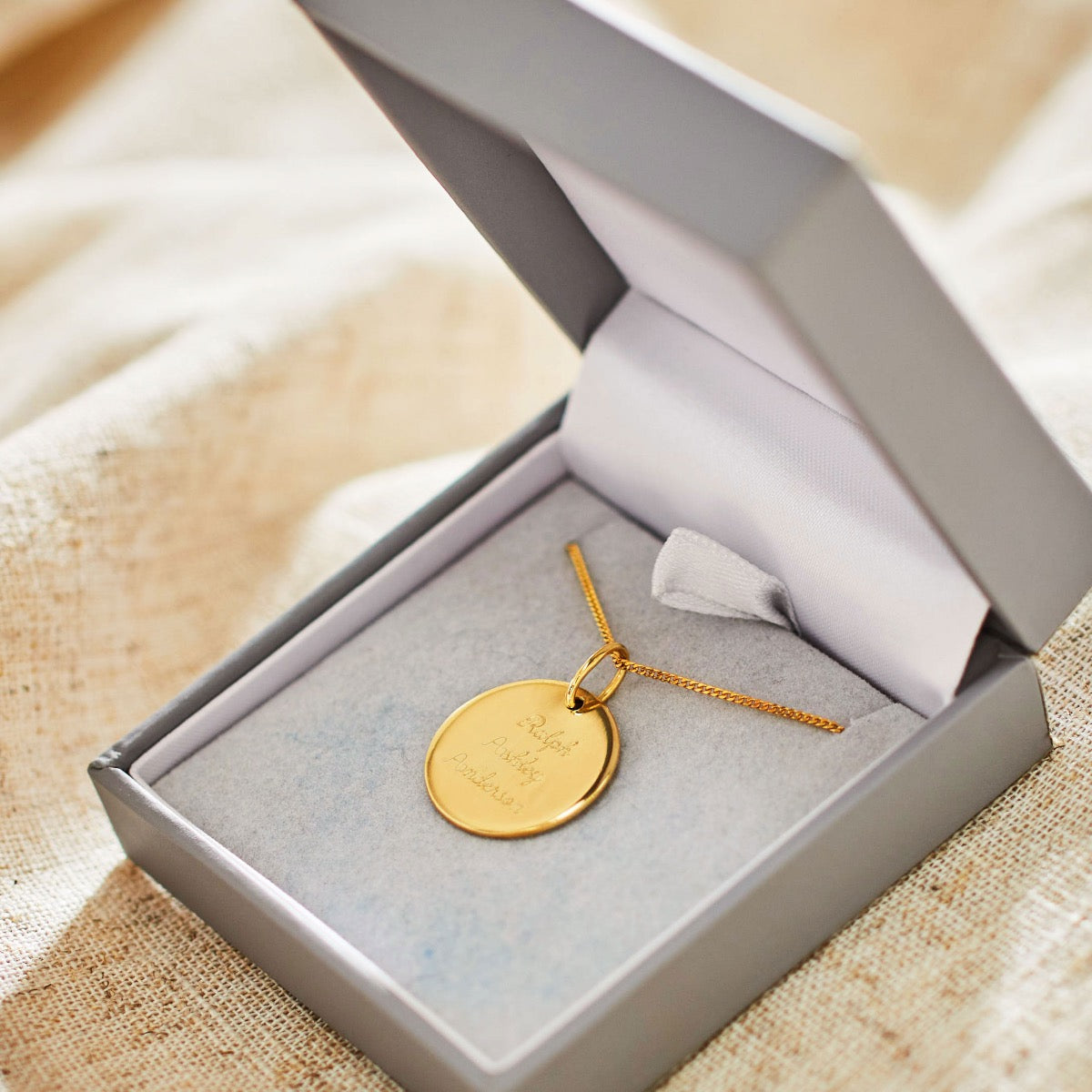 Personalised Gold Round Adults Necklace