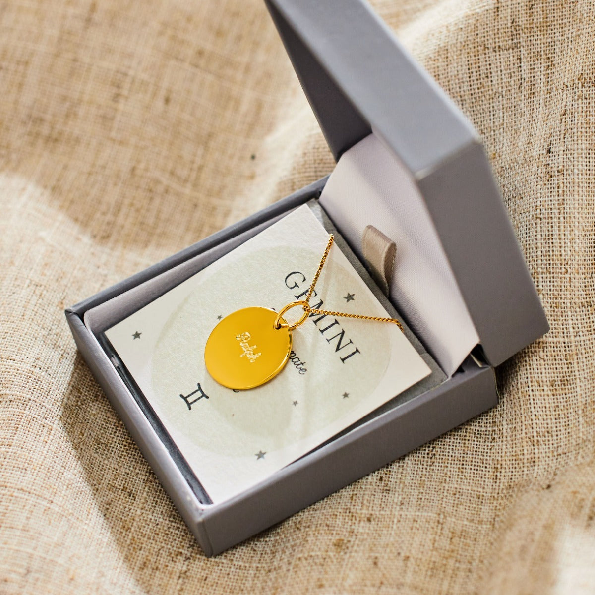 Personalised Gold Gemini Adults Necklace