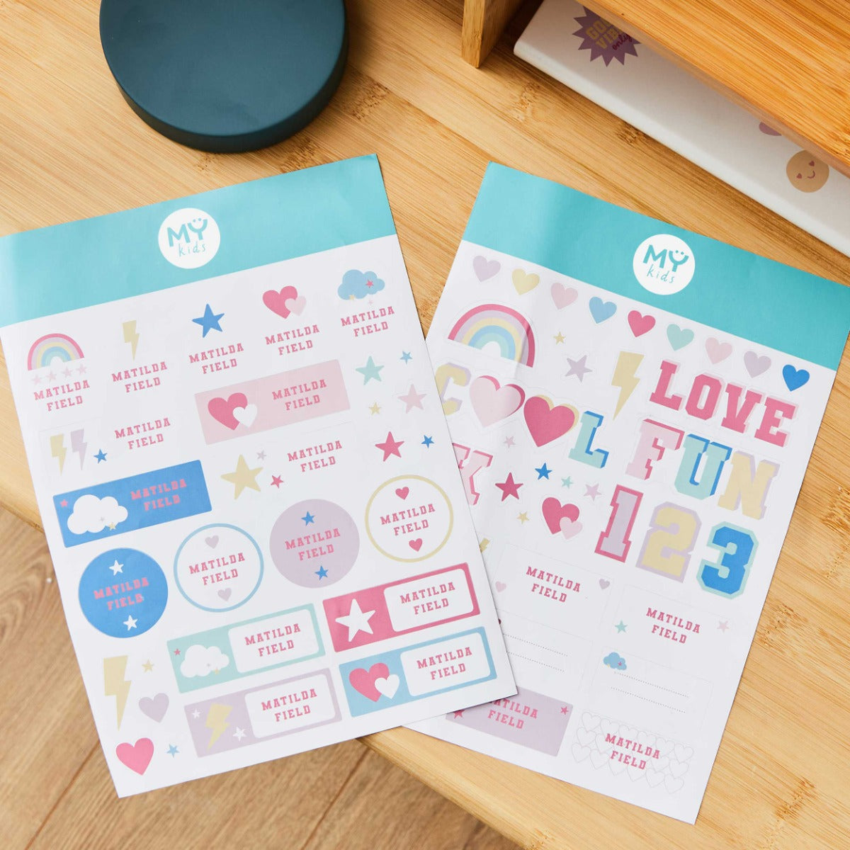 My Kids Personalised Pink Varsity Sticker Sheets