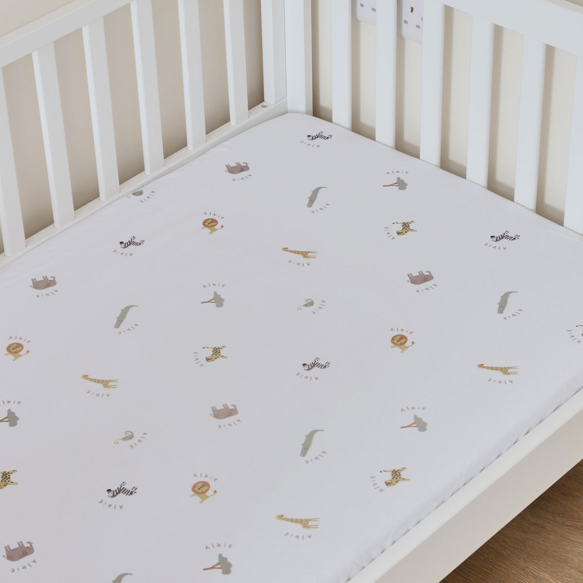 Personalised Safari All-Over Print Fitted Sheet
