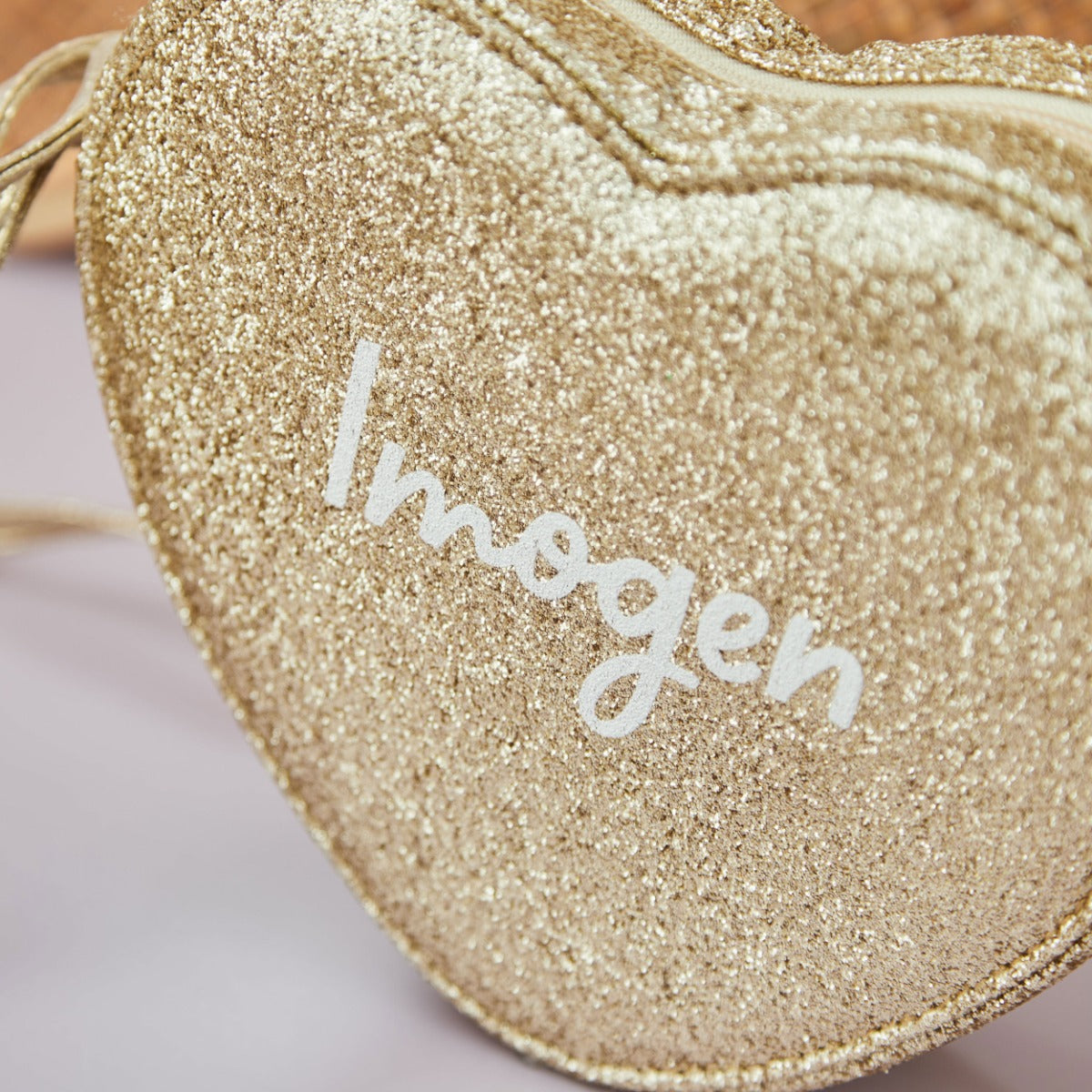 Personalised Rockahula Love Heart Gold Glitter Bag