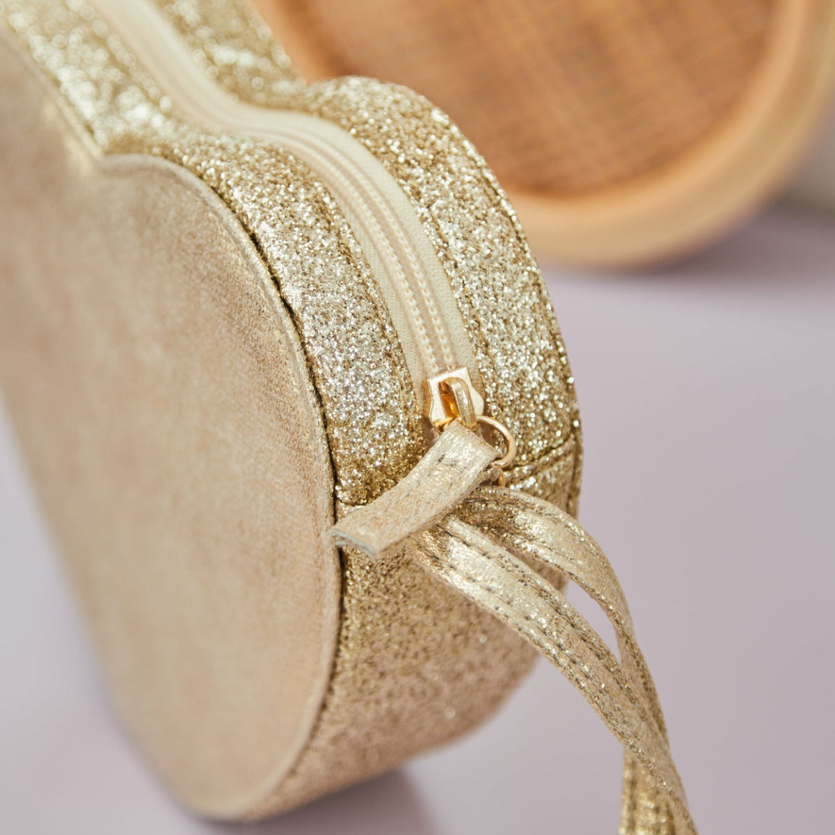 Personalised Rockahula Love Heart Gold Glitter Bag