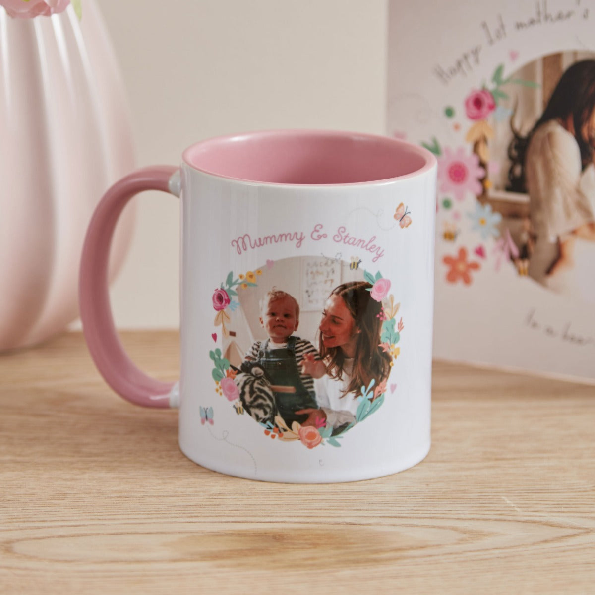 Personalised Our 1st Mother's Day Photo Pink Mug