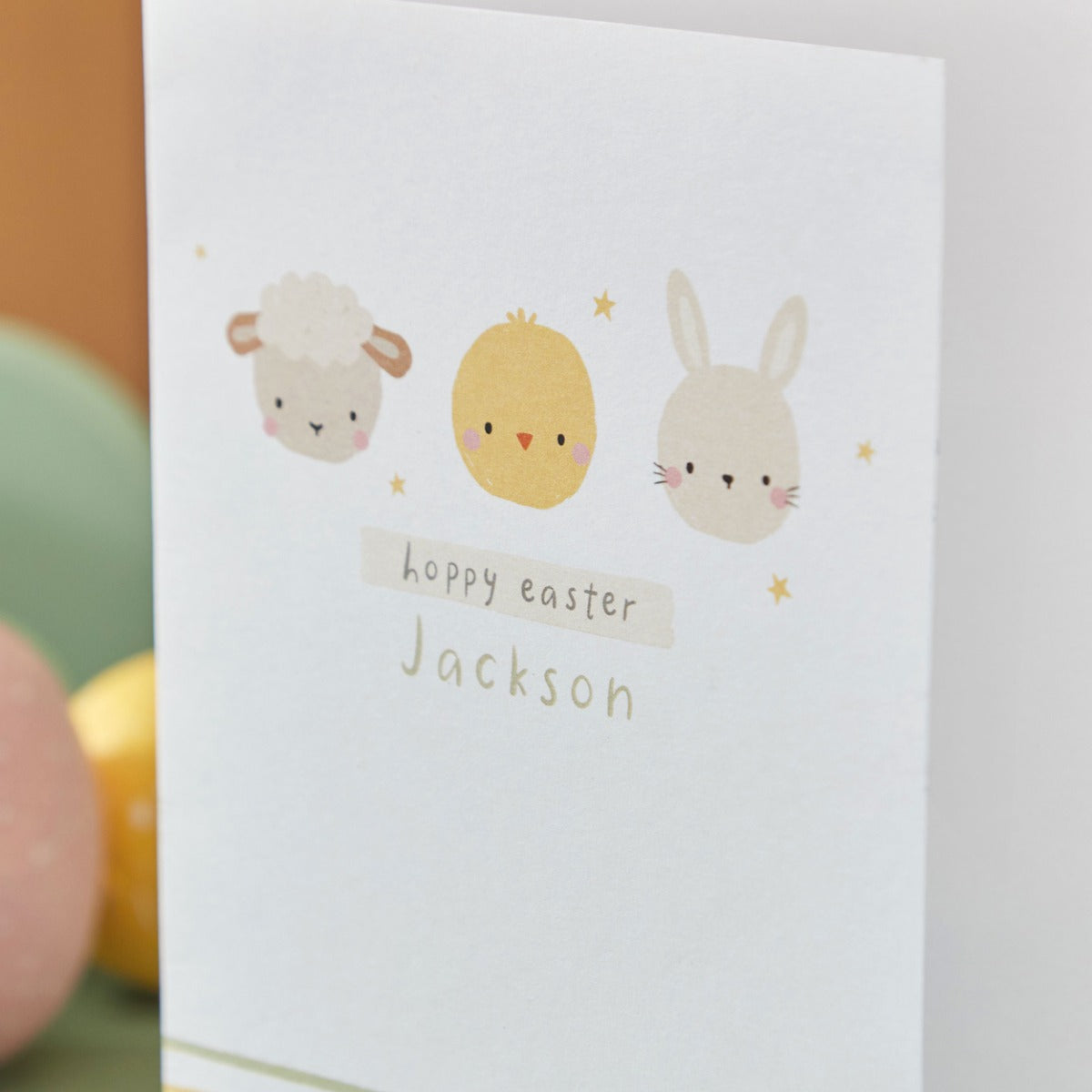 Personalised Hoppy Easter Farm Animals Card