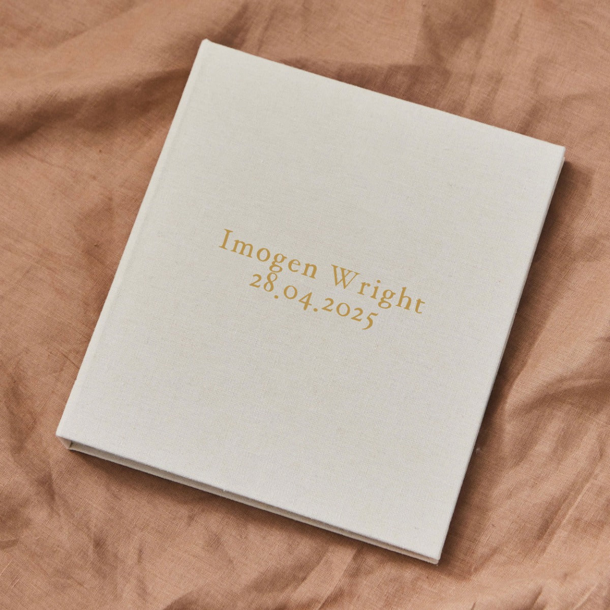 Personalised Linen Baby Journal Record Keepsake Book
